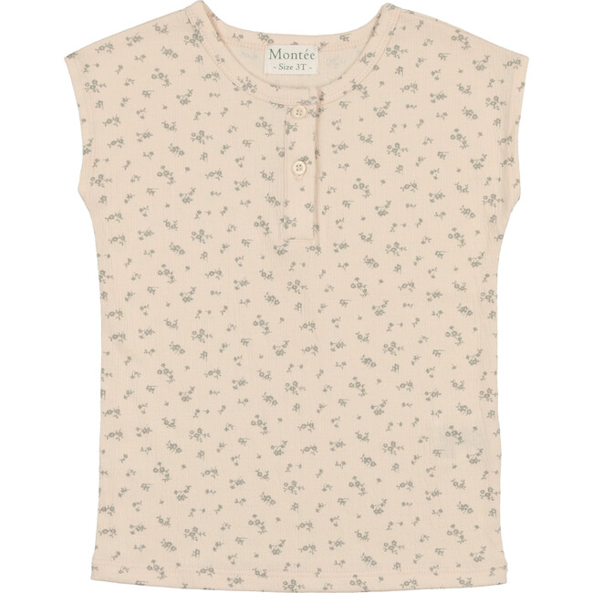 Girls Printed Gauze Short Sleeve Shirt, Sage
