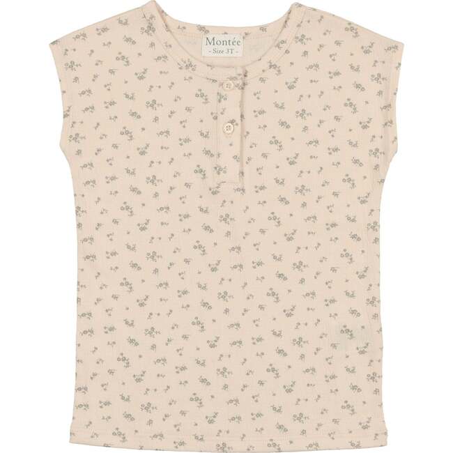 Girls Printed Gauze Short Sleeve Shirt, Mauve