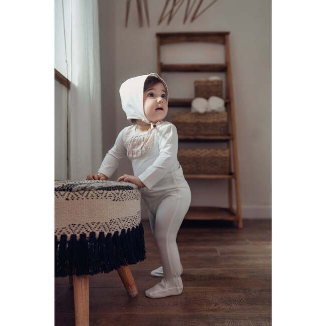 Pleated Bib Footie, White Blue