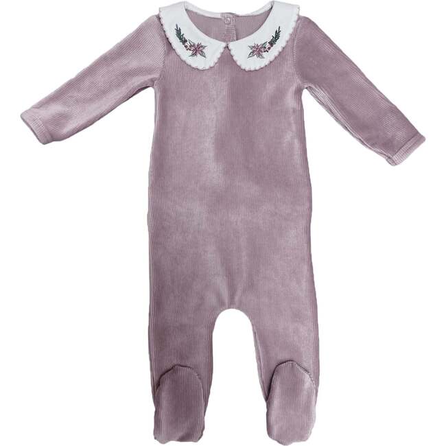 Embroidered Collar Footie, Lavender