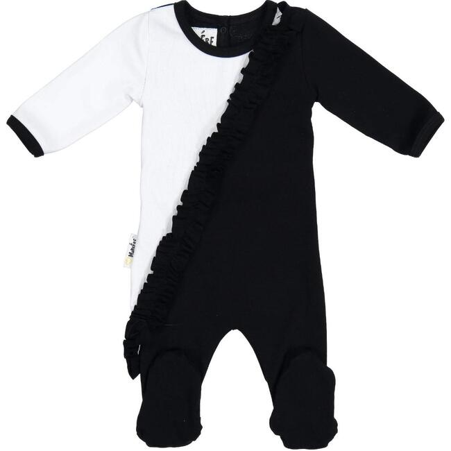 Diagonal Ruffle Footie, Black