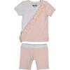 Diagonal Ruffle 2-Piece Top & Short Set, Peach - Mixed Apparel Set - 1 - thumbnail
