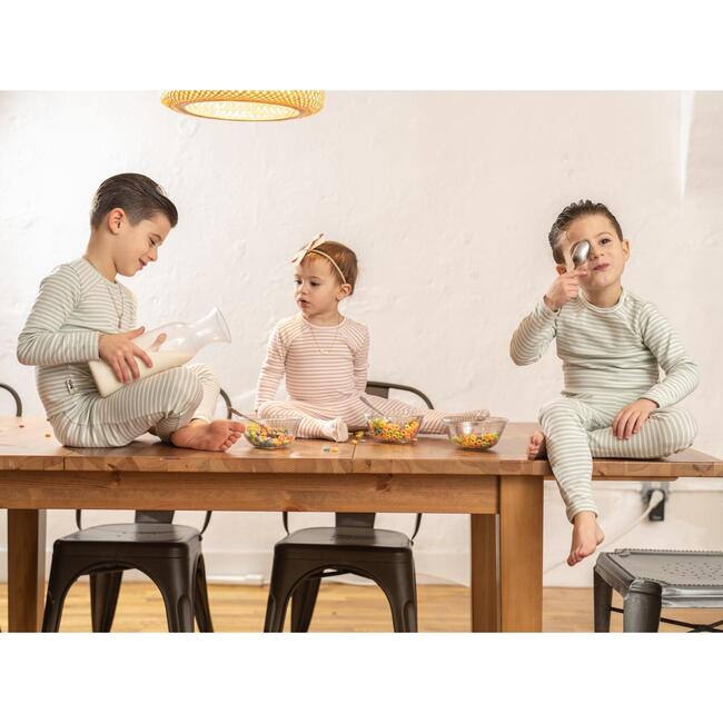 Directional Striped Raglan Sleeve Top & Pant Set, Strawberry - Mixed Apparel Set - 2