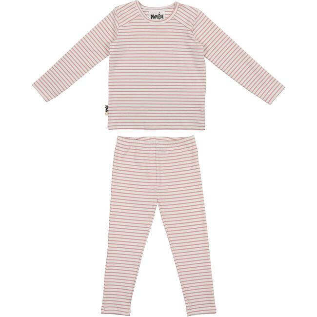 Directional Striped Raglan Sleeve Top & Pant Set, Mauve
