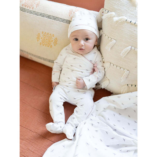 Dainty Dragonfly Print Kimono Footie, Mauve