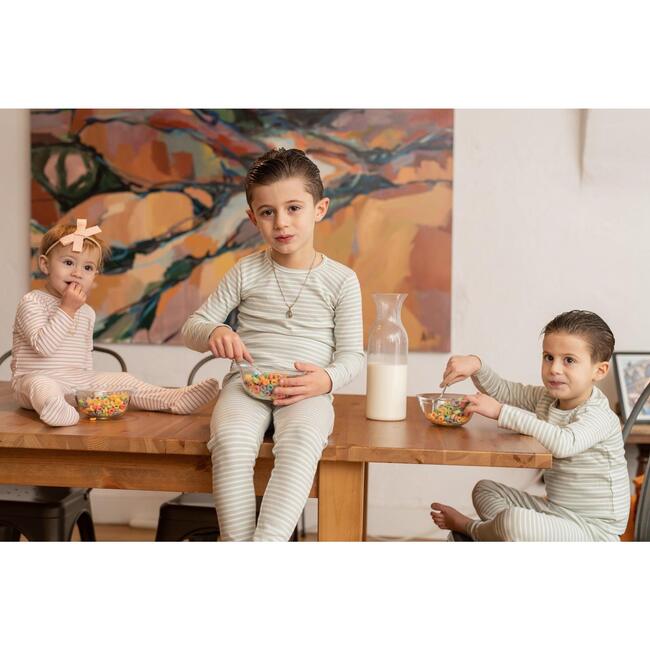 Directional Striped Raglan Sleeve Top & Pant Set, Strawberry - Mixed Apparel Set - 3