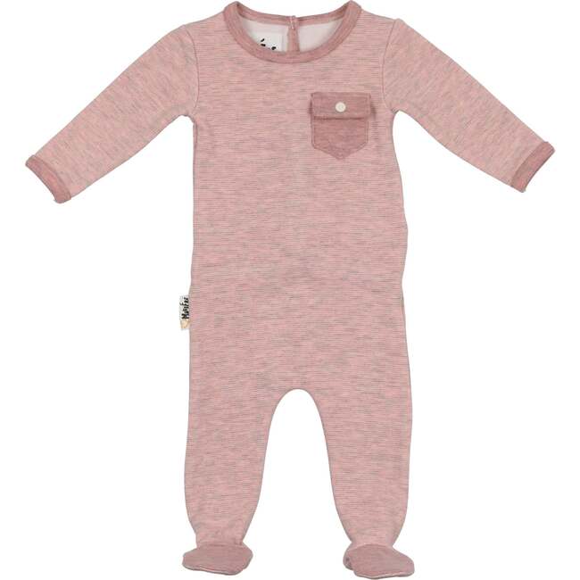 Cozy Pocket Footie, Pale Mauve - Footie Pajamas - 1