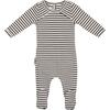 Directional Striped Footie, Black - Footie Pajamas - 1 - thumbnail