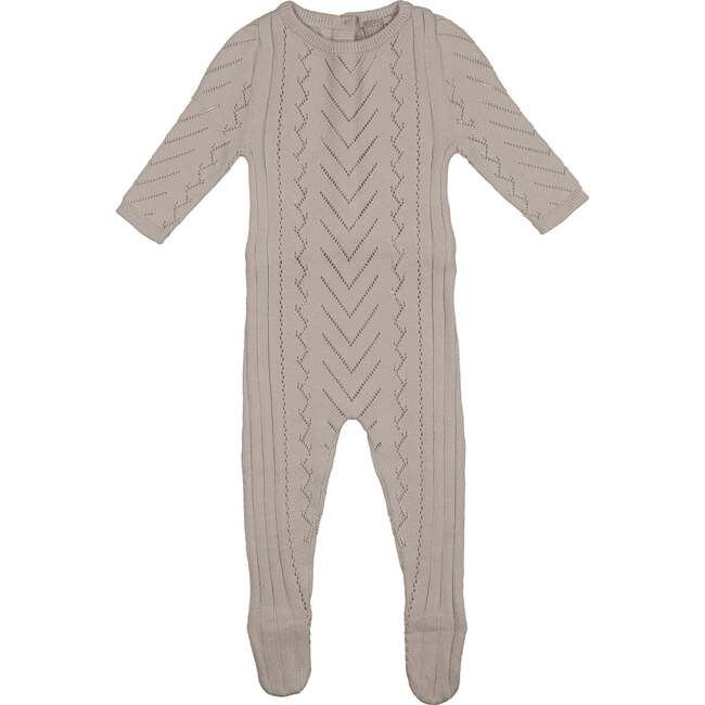 Pretty Pointelle Knit Footie, Beige