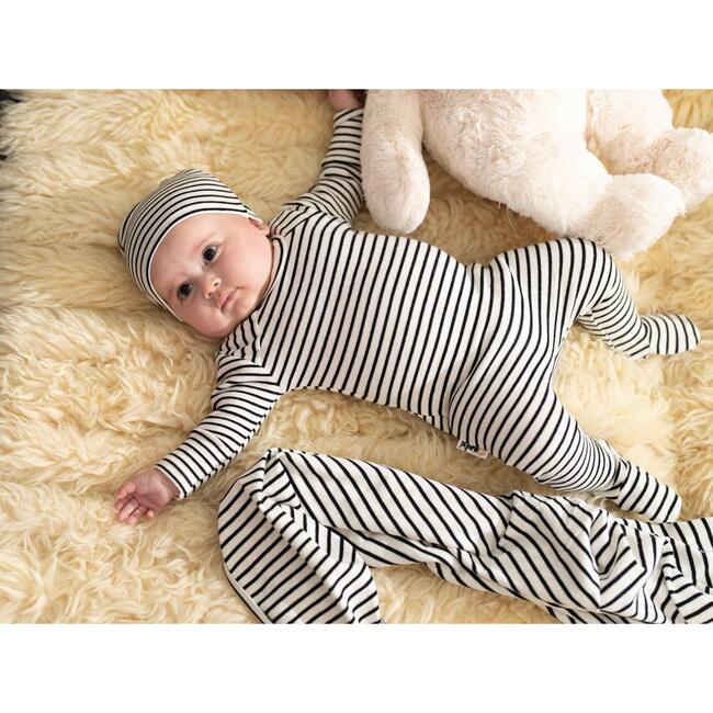Directional Striped Footie, Black - Footie Pajamas - 2