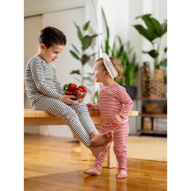 Directional Striped Raglan Sleeve Top & Pant Set, Strawberry - Mixed Apparel Set - 4