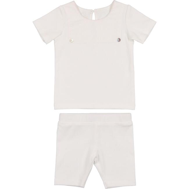 Poplin Bib Top & Short Set, White