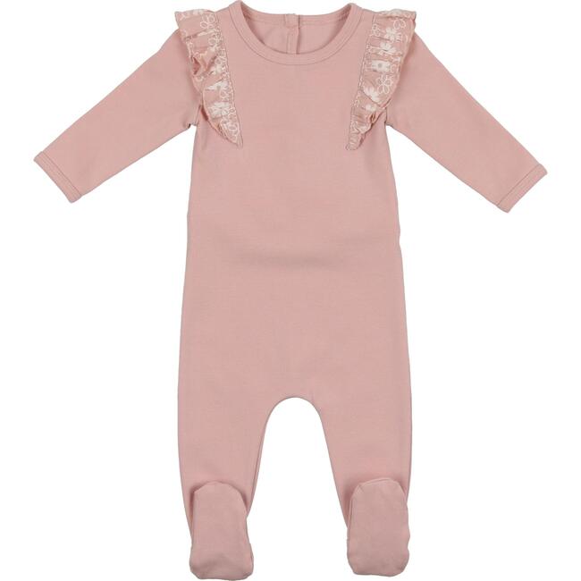 Print Shoulder Ruffle Footie, Mauve