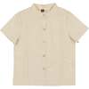 Pleats-N-Tiers Boys Shirt, Cream - Shirts - 1 - thumbnail
