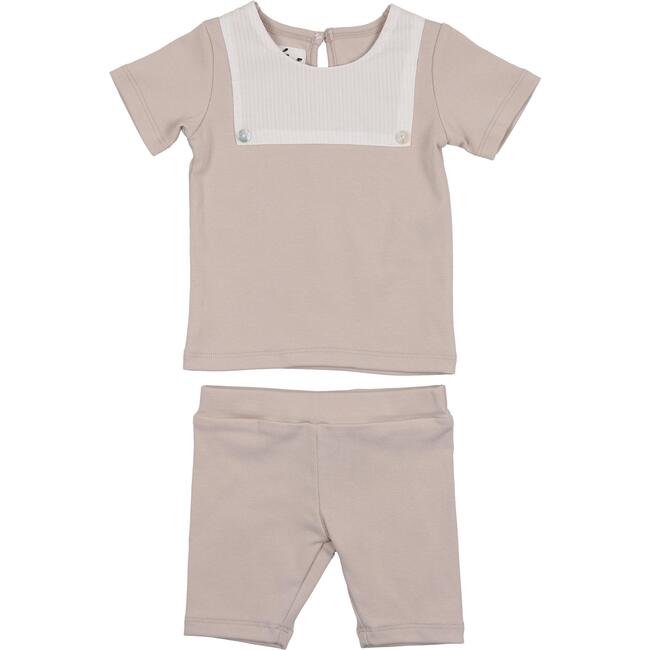 Poplin Bib Top & Short Set, Slate
