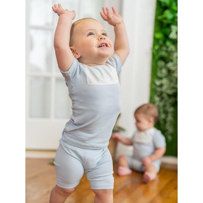 Poplin Bib Top & Short Set, Slate