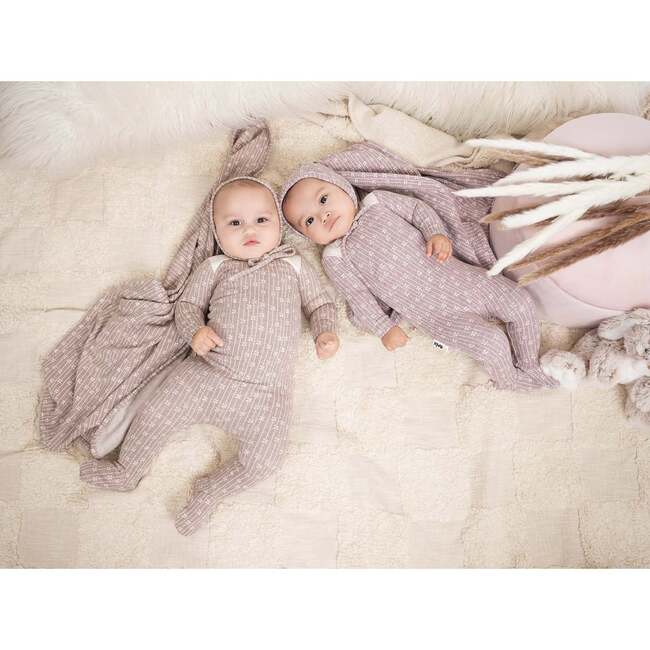 Floral Stripe Footie, Taupe