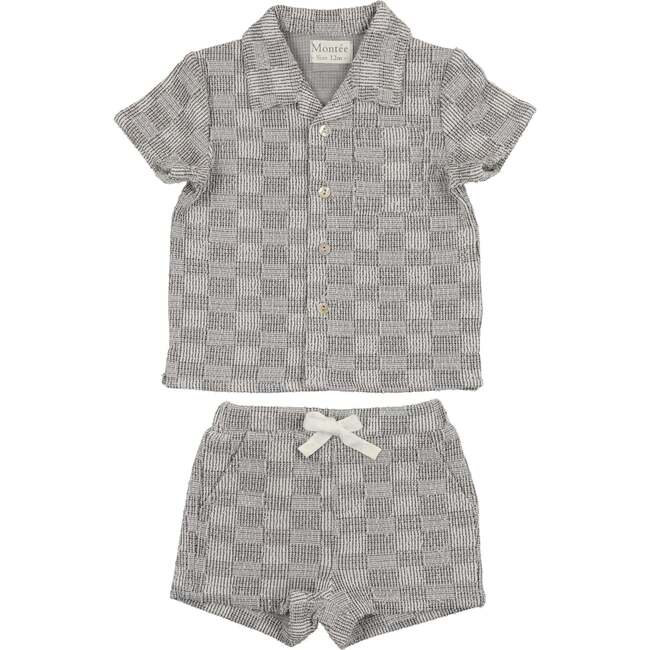 Cool Cabana Collared Shirt & Short Set, Coconut
