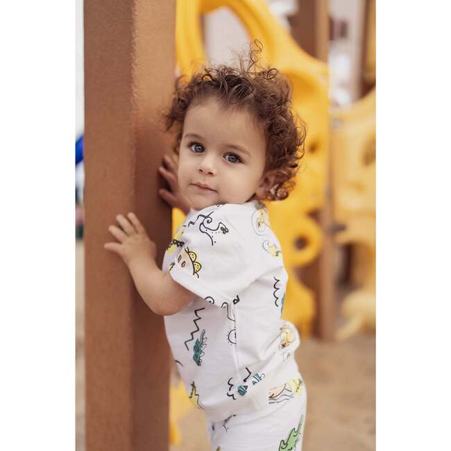 Coloring Book Print Tee & Short Set, White - Mixed Apparel Set - 2