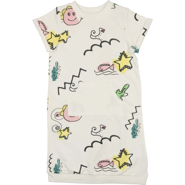 Coloring Book Short Sleeve Dress, White
