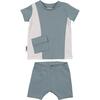 Color-Block Pocket Tee & Short Set, Sage & White - Mixed Apparel Set - 1 - thumbnail