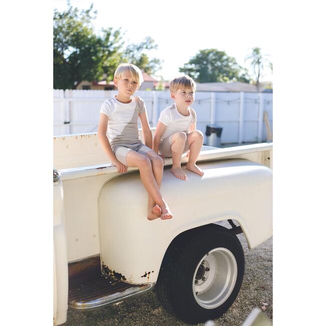 Diagonal Cording 2-Piece Top & Short Set, Grey