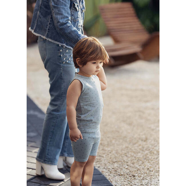 Buttons & Polka Dots 2-Piece Tank & Short Set, Aqua