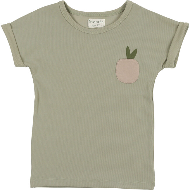 Boys Ribbed Berry Short Sleeve Shirt, Sage