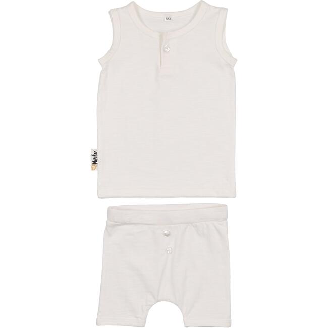 Button Tank & Short Set, White