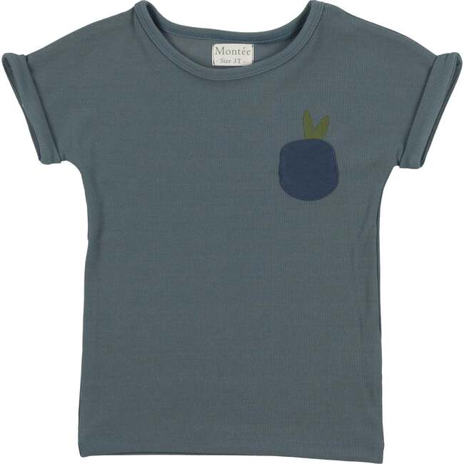 Boys Ribbed Berry Short Sleeve Shirt, Blue