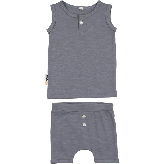 Button Tank & Short Set, Pewter