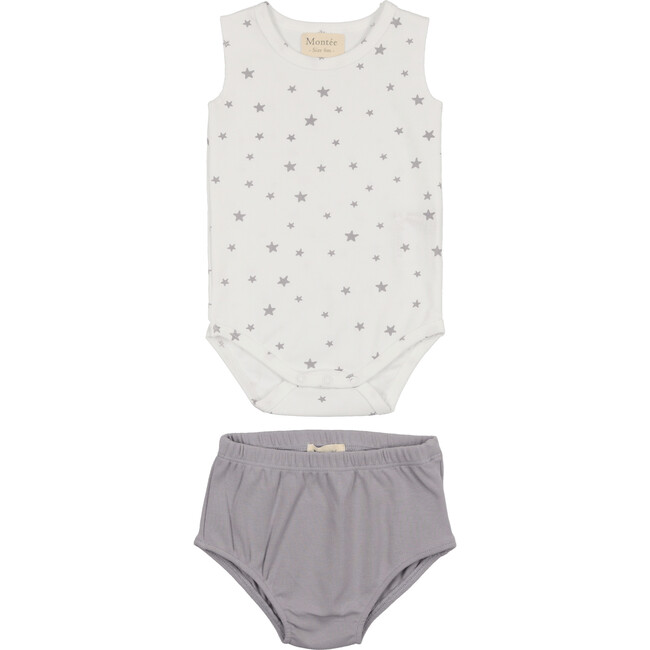 Boys Sleeveless Onesie & Bloomers Set, Grey