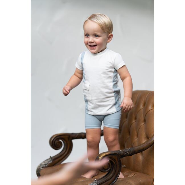 Color-Block Pocket Tee & Short Set, White & Coral - Mixed Apparel Set - 3