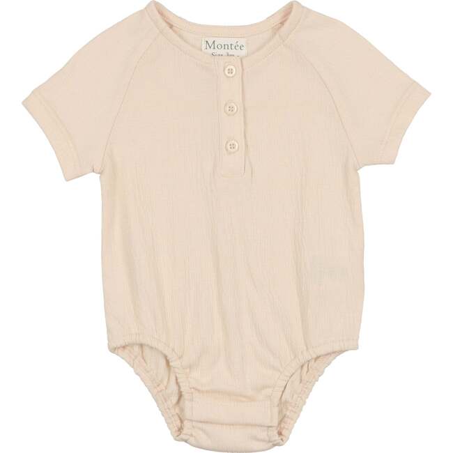 Boys Printed Gauze Romper, Cream