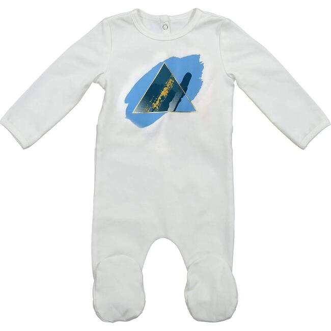 Boys Paint Splatter Footie, White