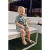 Boys Printed Gauze Collared Shirt & Short Set, White - Mixed Apparel Set - 2