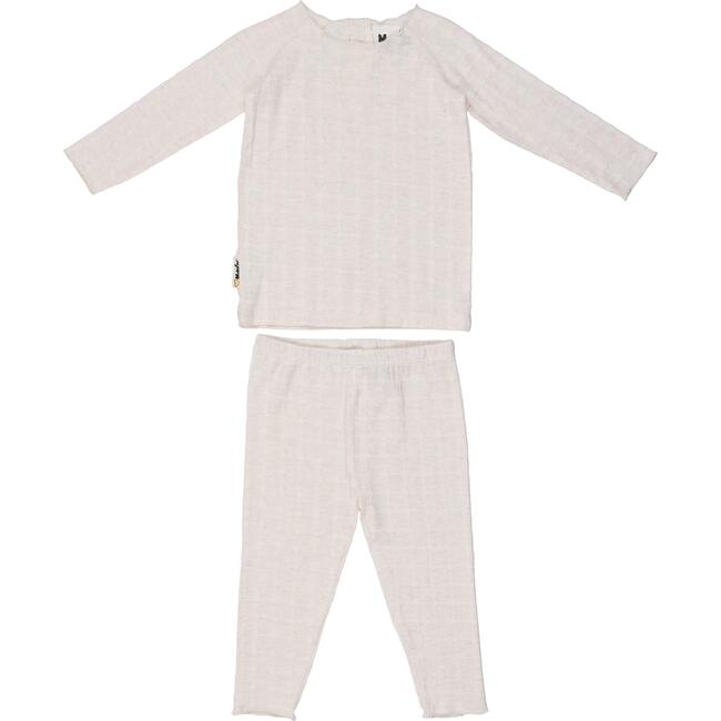 Box Design Raglan Sleeve Top & Pant Set, Ivory