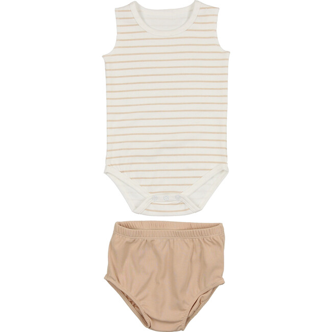 Boys Striped Top With Bloomer, Sand