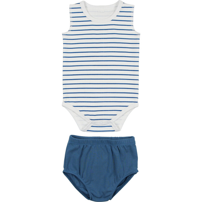 Boys Striped Top With Bloomer, Blue