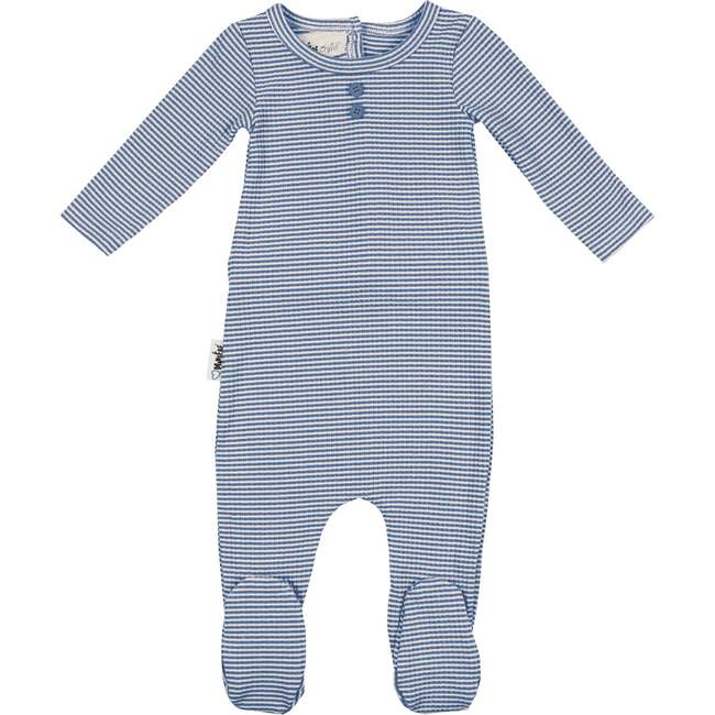 Button Striped Footie, Blue