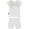 Boys Speckled Smocked Top & Short Set, White - Mixed Apparel Set - 1 - thumbnail