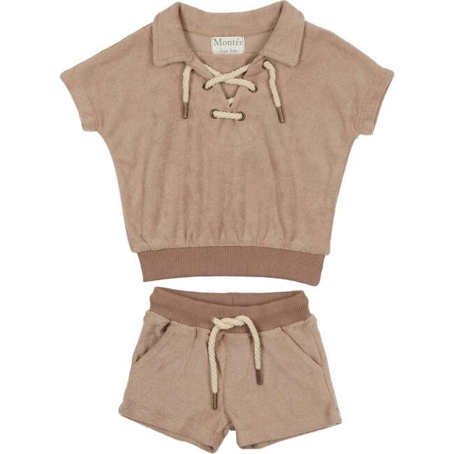 Beach Terry Pullover Top & Short Set, Sand - Mixed Apparel Set - 1