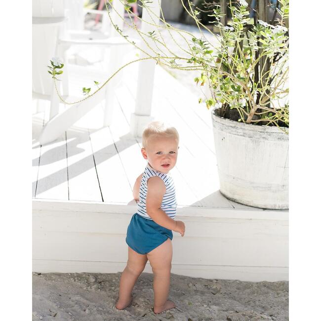 Boys Striped Top With Bloomer, Blue