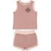 Baby Tennis Club Unisex Sleeveless Tee & Short Set, Mauve - Mixed Apparel Set - 1 - thumbnail