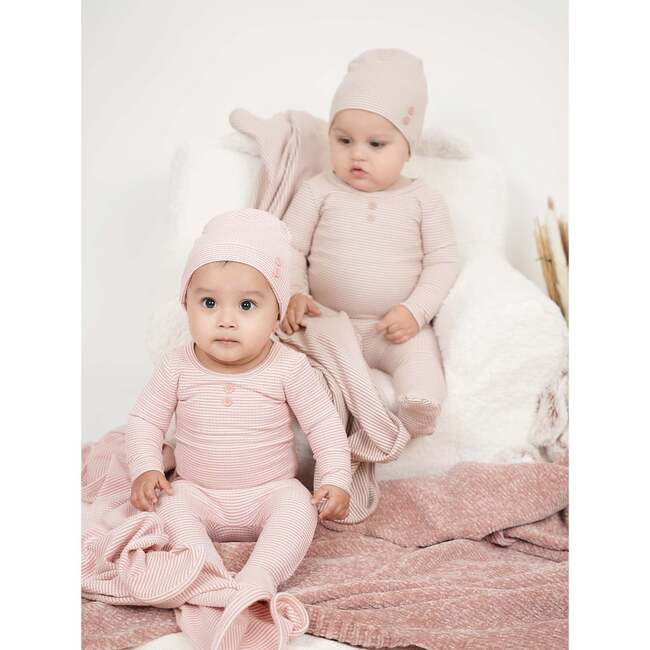 Button Striped Footie, Mauve