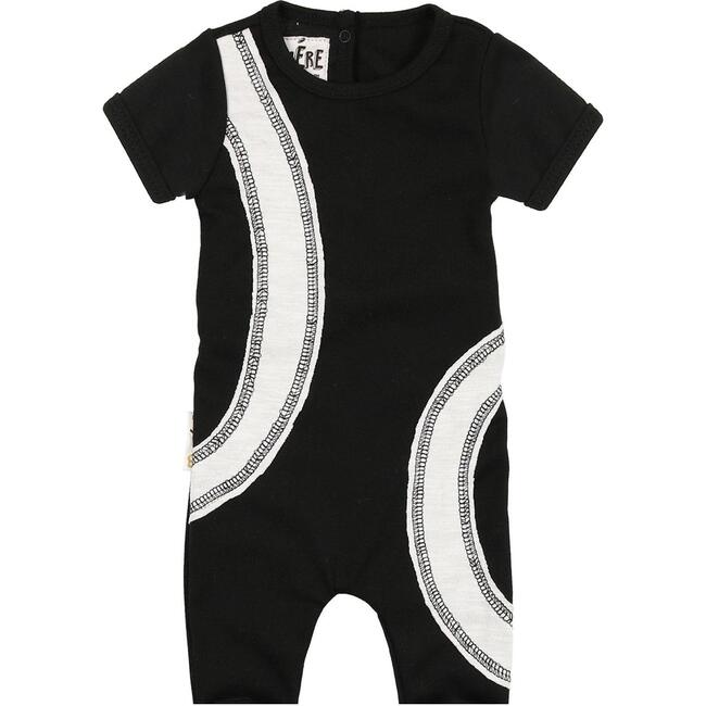 Arc Patch Romper, Black & White