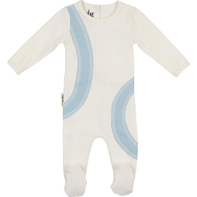 Arc Patch Footie, White & Light Blue