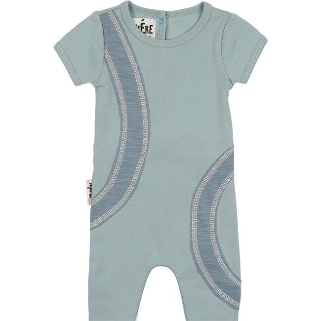 Arc Patch Romper, Blue & Greyish Blue