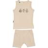 Boys Fruity Friends Print 2-Piece Tank & Short Set, Sand - Mixed Apparel Set - 1 - thumbnail