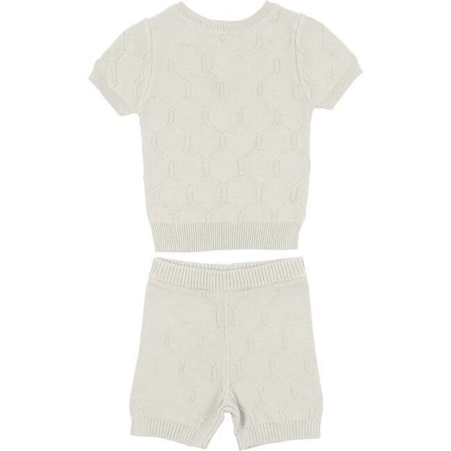 Boys Honeycomb Knit 2-Piece Top & Short Set, Ivory - Mixed Apparel Set - 1